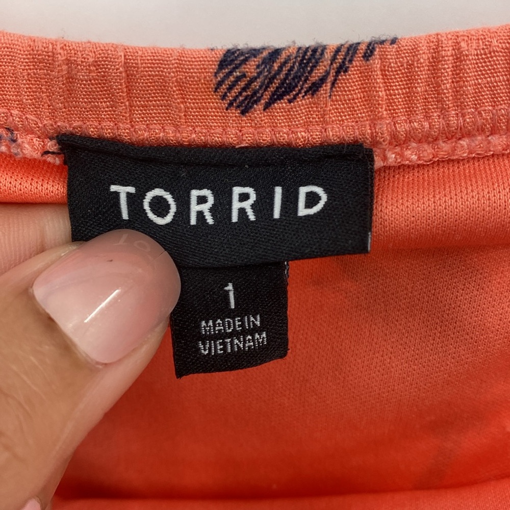 Torrid Cross Hatch Pinafore Midi Skater Dress Feather Coral Print Plus Size 1X - Picture 10 of 14